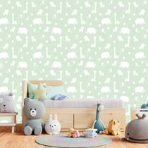 Papel de Parede Safari Infantil Branco e Verde 270 Papel de Parede Safari Infantil Branco e Verde 270