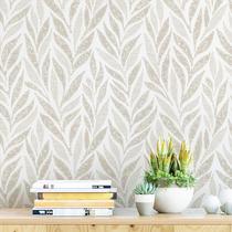 Papel de parede Safiyya 787x44cm Boho Leaf Bege Branco Vinil Papel de parede Safiyya 787x44cm Boho Leaf Bege Branco Vinil