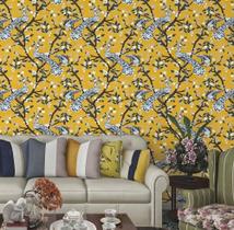 Papel de Parede Sala Lavabo Oriental Pavão Vinílico Texturizado Importado