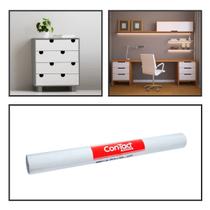 Papel de Parede Sala Quarto Cozinha Banheiro Móveis Armário Bloqueio Porta Branco Fosco 45cmx2m - Plasticover