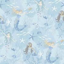 Papel de Parede Sereias G78388 Azul e Gliter Papel de Parede Sereias G78388 Azul e Gliter