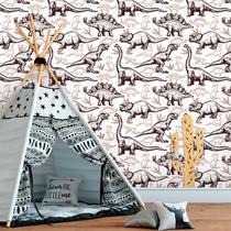 Papel de Parede Teen Dinossauros em Tons de Marrom