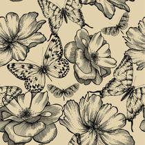 Papel De Parede Temático Borboletas E Flores - 3,00x0,50m Papel De Parede Temático Borboletas E Flores - 3,00x0,50m