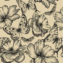 Papel De Parede Temático Borboletas E Flores - 3,30x0,50m Papel De Parede Temático Borboletas E Flores - 3,30x0,50m