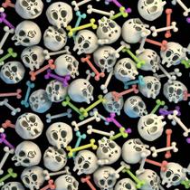 Papel de Parede Temático Caveirinhas Ossos Coloridos 1,5m