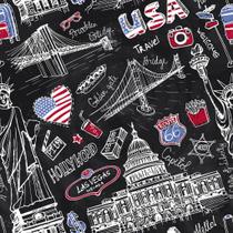 Papel De Parede Temático Desenho Estados Unidos - 2,50x0,50m