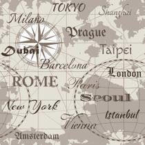 Papel De Parede Temático Mapa Cidades Turísticas-3,00x0,50m