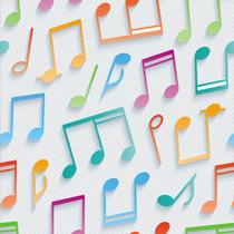 Papel de Parede Temático Notas Musicais 3D Coloridas 2,5m