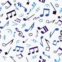 Papel de Parede Temático Notas Musicais em Tons Azuis 1,5m