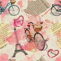 Papel de Parede Temático Paris Torre Eiffel e Bicicletas 3,3m Papel de Parede Temático Paris Torre Eiffel e Bicicletas 3,3m