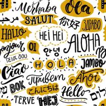 Papel De Parede Temático Saudações Em Idiomas - 3,00x0,50m