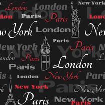 Papel de Parede Temático Viagens Nomes Cidades Famosas 3,0m