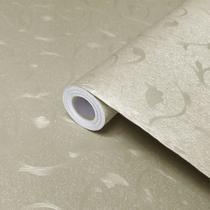 Papel de Parede Textura Folha e Ramos Creme 5 Metros Revestimento Autocolante