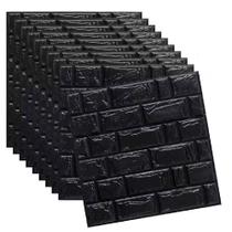 Papel De Parede Tijolo Painel 3d Tijolo Preto Placa Auto Adesivo 77x70cm Revestimento Espuma Autocolante