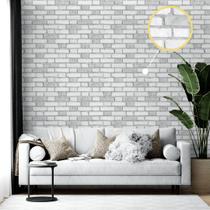 Papel De Parede Tijolo Tijolinho Cinza e Branco Industrial Moderno