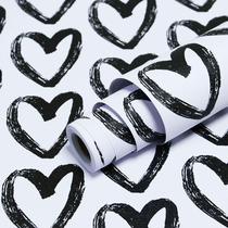 Papel de parede Timeet Modern Black White Heart 0,45 m x 10 m