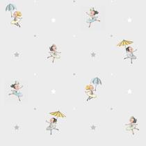 Papel de Parede Treboli Cinza Bailarinas 5821 - Rolo: 10m x 0,53m Papel de Parede Treboli Cinza Bailarinas 5821 - Rolo: 10m x 0,53m