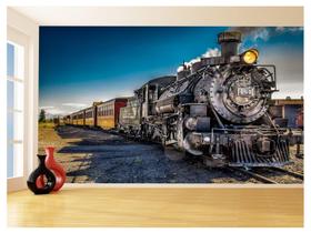 Papel De Parede Trem Locomotiva Trilhos Vagão 3,5M Ncd359 Papel De Parede Trem Locomotiva Trilhos Vagão 3,5M Ncd359