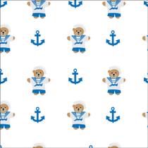 Papel de Parede Ursinho Marinheiro Azul Quarto Infantil Adesivo Vinílico Fosco 3mx50cm-SKU-862