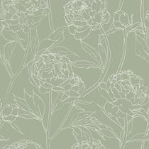 Papel de parede VEELIKE Sage Green Peony Floral 45cmx9m Vinil