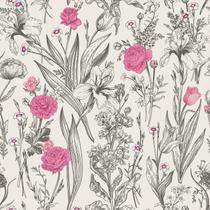 Papel de parede VEELIKE Vintage Cinza Rosa Floral Peel Stick 45x300cm
