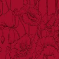 Papel De Parede Vermelho com Desenho Flores Adesivo Sala FL161