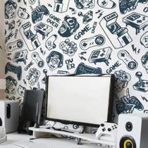 Papel De Parede Videogames Gamer Branco Fliperama 0,5x1,5m