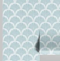 Papel de Parede Vinil Adesivo Removível, Folha de Leque Chique, Impermeável, Azul, para Decoração - S4Sassy