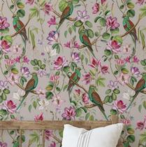 Papel de Parede Vinil Removível com Pássaros Exóticos, Impermeável, Cinza, para Quartos e Armários - S4Sassy Papel de Parede Vinil Removível com Pássaros Exóticos, Impermeável, Cinza, para Quartos e Armários - S4Sassy