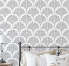 Papel de Parede Vinil Removível, Folha de Leque Cinza, à Prova d'Água para Decoração - S4Sassy