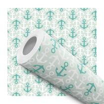 Papel De Parede Vinílico Âncoras Verde Tom Pastel Quarto 1.5m