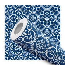 Papel de Parede Vinílico Arabesco Provençal Azul Sala Quarto 2m