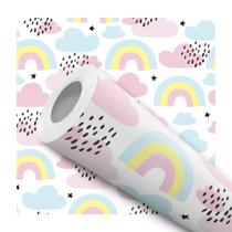 Papel de Parede Vinílico Arco Íris Colorido Infantil Sala Quarto 10m