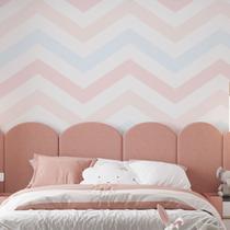 Papel de Parede Vinílico Autoadesivo Lavável Colorido Rosa Azul Amarelo Chevron Cores Pastéis Decoração Moderna Quarto Infantil Menina