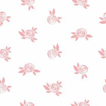 Papel de Parede Vinílico Autoadesivo Lavável Floral Rosas Fundo Branco Fofo Delicado Menina Quarto Infantil Maternidade Bebê