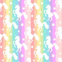 Papel de Parede Vinílico Autoadesivo Lavável Listrado Vertical Arco-íris Unicórnio Infantil Menina Decoração Moderna Quarto