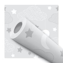 Papel de Parede Vinílico Autoadesivo Lavável Nuvem Céu Cinza Estrela Delicado Quarto Infantil Maternidade Bebê Papel de Parede Vinílico Autoadesivo Lavável Nuvem Céu Cinza Estrela Delicado Quarto Infantil Maternidade Bebê