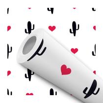 Papel de Parede Vinílico Cacto Coração Sala Quarto 1m