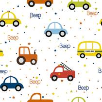 Papel de Parede Vinílico Carros Beep Colorido Quarto Infantil 2.5m - DELIQUADROS