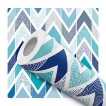 Papel De Parede Vinílico Chevron Moderno Azul Quarto 1.5m