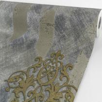 Papel De Parede Vinilico Damask Azul Rolo 0,53x10m Vinil PVC