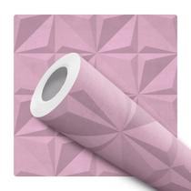 Papel De Parede Vinílico Efeito Visual Gesso 3D Rosa Quarto 3m