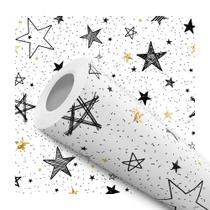 Papel de Parede Vinílico Estrelas Pop Preto E Dourado Quarto Teen 10m Papel de Parede Vinílico Estrelas Pop Preto E Dourado Quarto Teen 10m