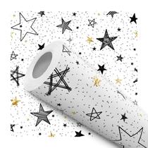 Papel de Parede Vinílico Estrelas Pop Preto E Dourado Quarto Teen 3.5m Papel de Parede Vinílico Estrelas Pop Preto E Dourado Quarto Teen 3.5m
