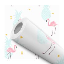 Papel De Parede Vinílico Flamingo Rosa Cozinha e Quarto 2m Papel De Parede Vinílico Flamingo Rosa Cozinha e Quarto 2m