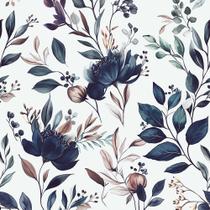 Papel de parede vinílico floral azul-marinho Yasinet 44 x 200 cm Papel de parede vinílico floral azul-marinho Yasinet 44 x 200 cm