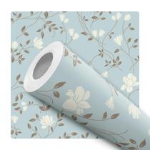 Papel de Parede Vinílico Floral Flor Azul Sala Quarto 10m