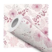 Papel De Parede Vinílico Floral Rosa Linhas Sala Quarto 3m