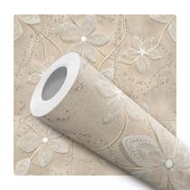 Papel De Parede Vinílico Flores Bordado Delicado Sala Quarto 5m