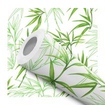 Papel De Parede Vinílico Folha de Bambu Verde Sala 5m Papel De Parede Vinílico Folha de Bambu Verde Sala 5m